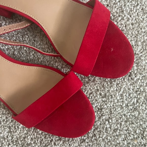 Merona Red Black Open Toe Sandal Heels - Picture 4 of 7